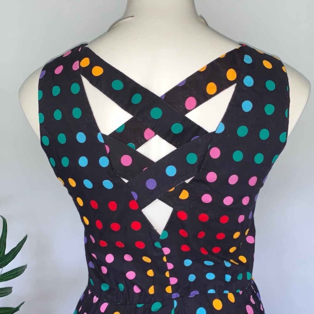 v i n t a g e :: Whimsical Polka Dot Swing Midi Dress - Picture 5 of 12